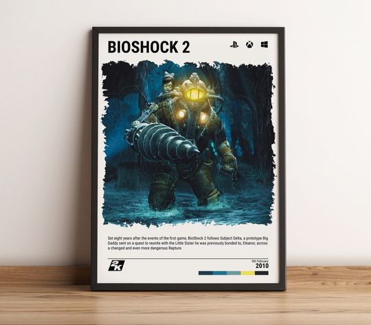 Bioshock 2 (2010) Minimalist Poster - Video Game Wall Art Print - Gaming Gift