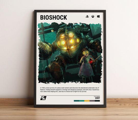 Bioshock (2007) Minimalist Poster - Video Game Wall Art Print - Gaming Gift