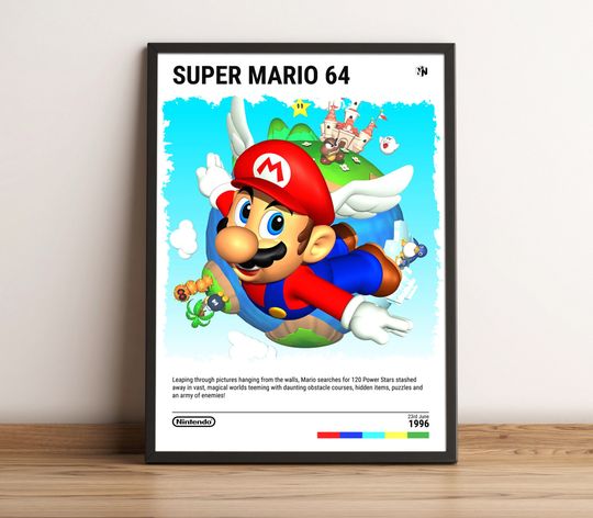 Super Mario 64 (1996) N64 Poster - Video Game Art Print - Gaming Gift
