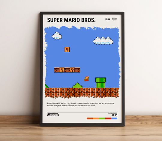 Super Mario Bros. (1985) NES Poster - Video Game Art Print - Gaming Gift