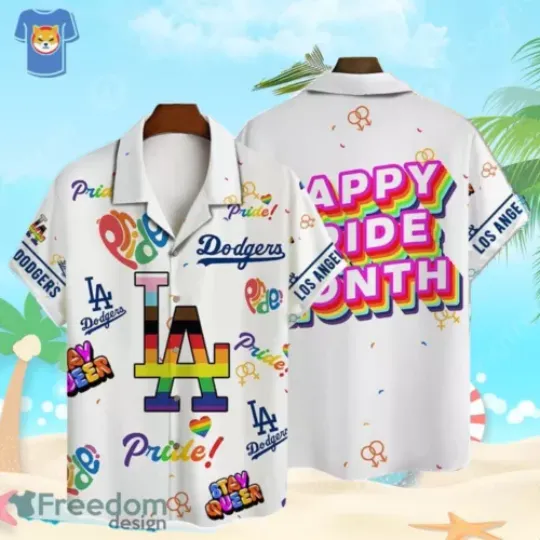 Custom Name Los Angeles Team Dodgers Happy Pride Month Hawaiian Shirt