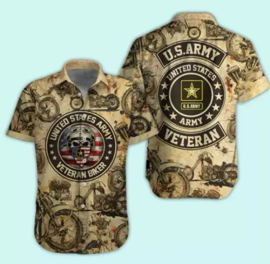Veteran Biker Hawaiian Shirt Gift Short Sleeves Summer Gift For Us Army Veteran