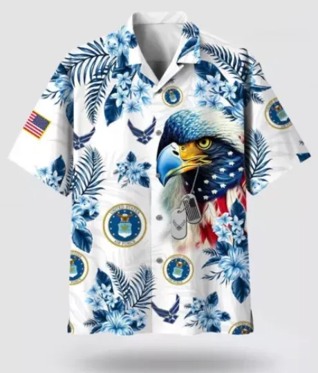 US Air Force Proudly Served US Veteran Aloha Shirt 4th Of July Hawaiian Shirt