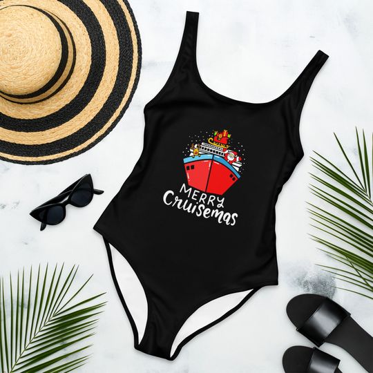 Merry Cruisemas Swimsuit, Merry Christmas, Santa on Vacation, Christmas trip, Christmas vacation, Women's Swimwear, Christmas Gift