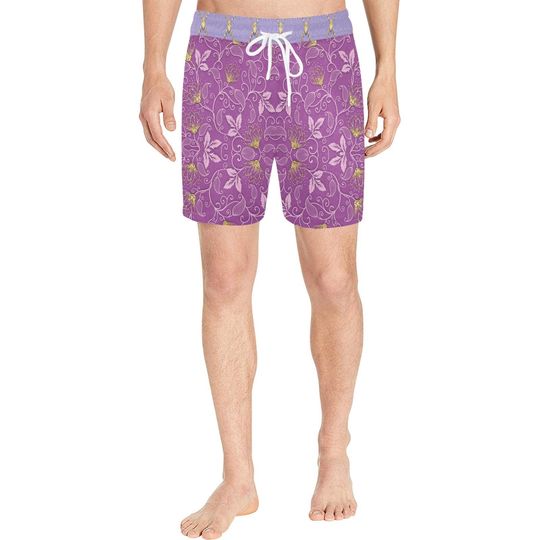 Mens Rapunzel Ornate Pascal Mid Length Swim Shorts | disneybound disney world bound parks disneyland tangled cosplay trunks beach wear