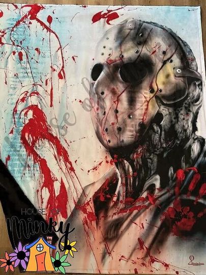 Horror Hockey Mask Artwork Fleece Blanket