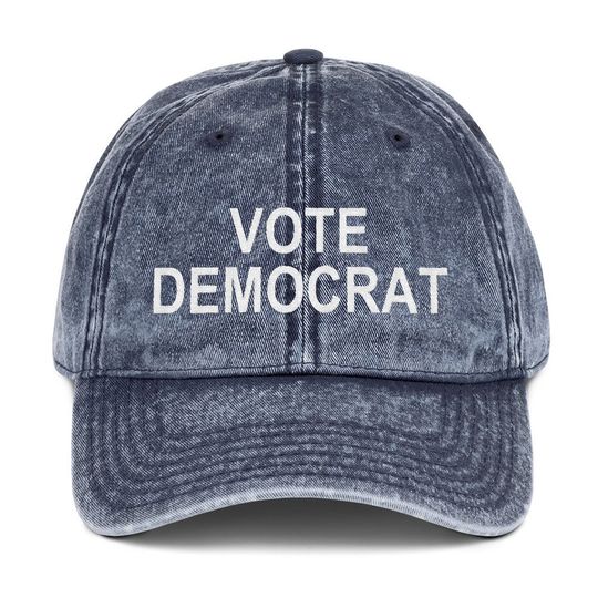Vote Democrat Embroidered Vintage Cotton Twill Cap | Election 2020 Hat