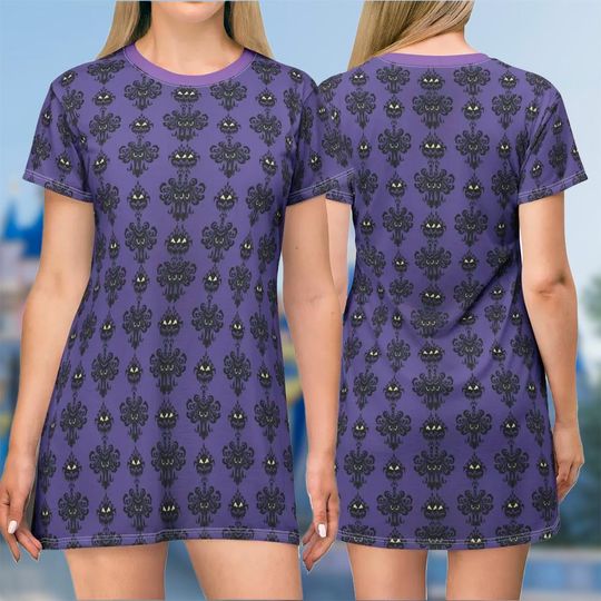 Haunted Mansion T-shirt, Hatbox Ghost All Over Print Shirt And Dress, Ghost Mom Daughter Dress, Haunted Mansion Cosplay Costume Tee
