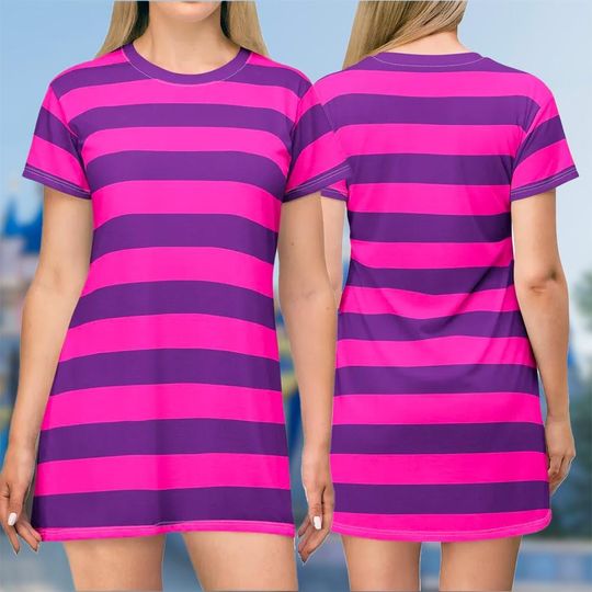 Cheshire Cat 3D T-shirt, Alice In Wonderland All Over Print Shirt And Dress, Cheshire Mom Daughter Dress, Cheshire Cosplay Costume Tee