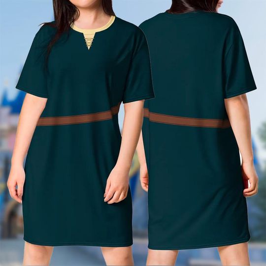 Merida 3D T-shirt, Brave Movie All Over Print Shirt And Dress, Merida Mom Daughter Dress, Merida Princess Moive Cosplay Costume Tee