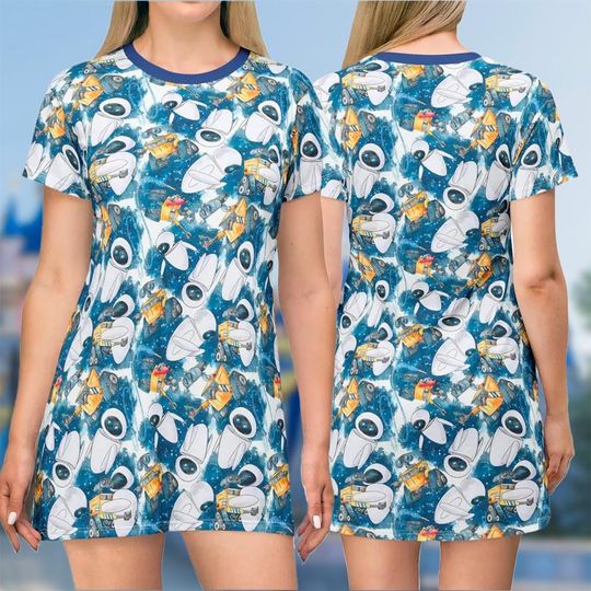Wall-E 3D T-shirt, Robot Movie All Over Print Shirt And Dress, Wall-E Mom Daughter Dress, Wall-E Robot Movie Cosplay Costume Tee