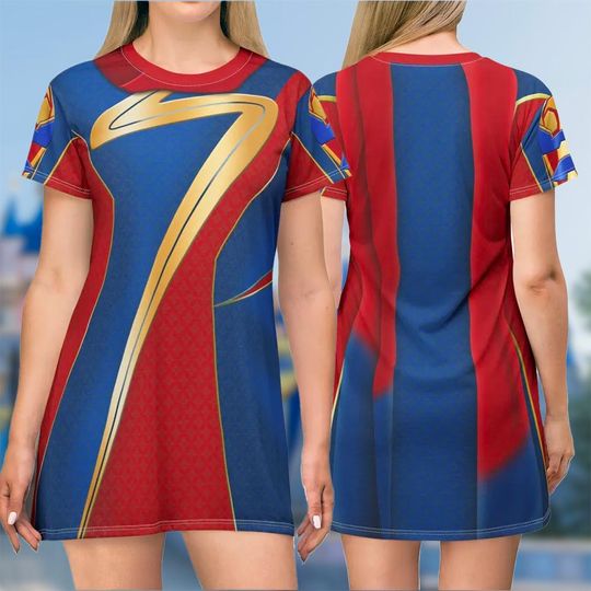 Kamala Khan 3D T-shirt, Superhero All Over Print Shirt And Dress, Kamala Khan Mom Daughter Dress, Kamala Khan Cosplay Costume Tee