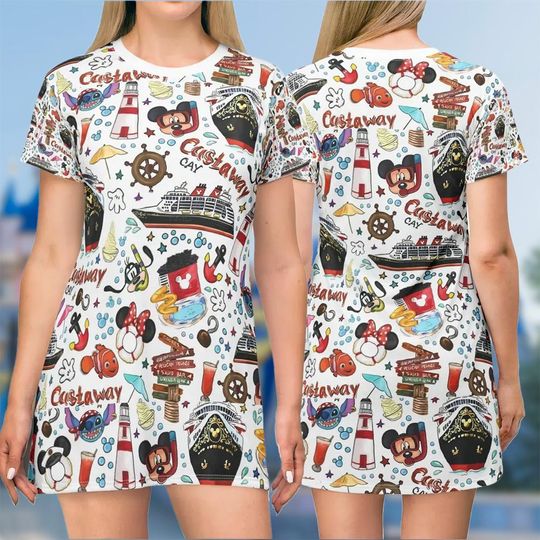 Mickey And Friends 3D T-shirt, Mickey Stitch All Over Print Shirt And Dress, Characters Mom Daughter Dress, Nemo Cosplay Costume Tee