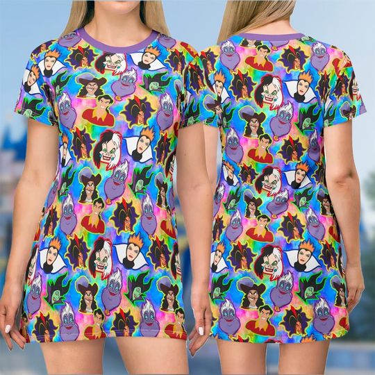 Villain Characters Head 3D T-shirt, Villain All Over Print  And Dress, Villain Mom Daughter Dress, Villain Characters Cosplay Costume Tee