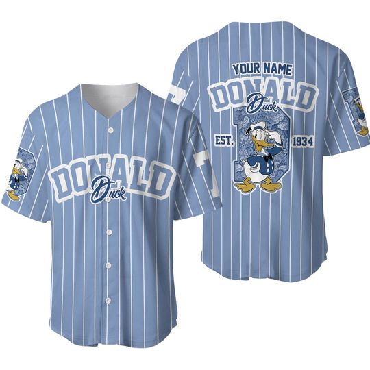 Custom Donald Baseball Jersey, Disney Game Day Jersey, Donald Duck Baseball Shirt, Donald Jersey Shirt