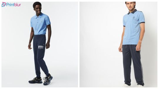 Polo t-shirt and track pants combination