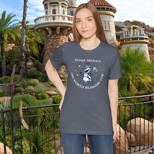 Run Disney Olaf T-Shirt | Cotton Short Sleeve T shirt | Unisex Softstyle | Summer Casual Shirt
