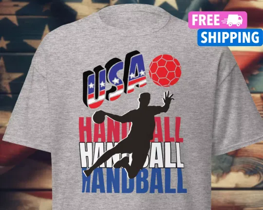 USA Handball Shirt For Olympics Paris 2024 American Team Handball T-Shirt | Cotton Short Sleeve T shirt | Unisex Softstyle | Summer Casual Shirt