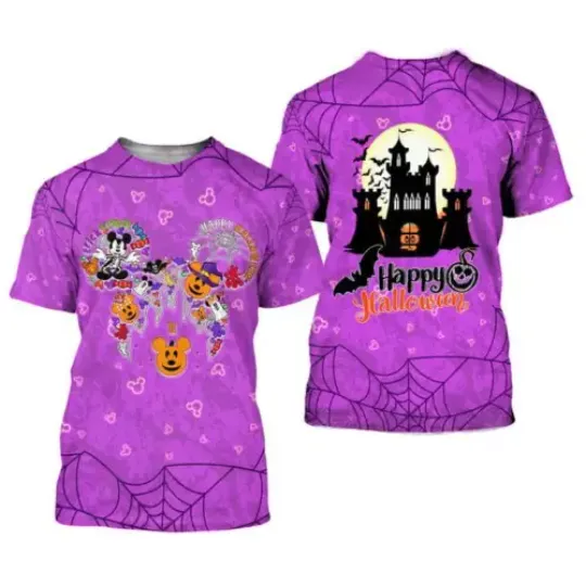 Mickey Skeleton Trick Or Treat Haunted Castle Horror Halloween Tshirt 3D Printed, Gift For Men Women