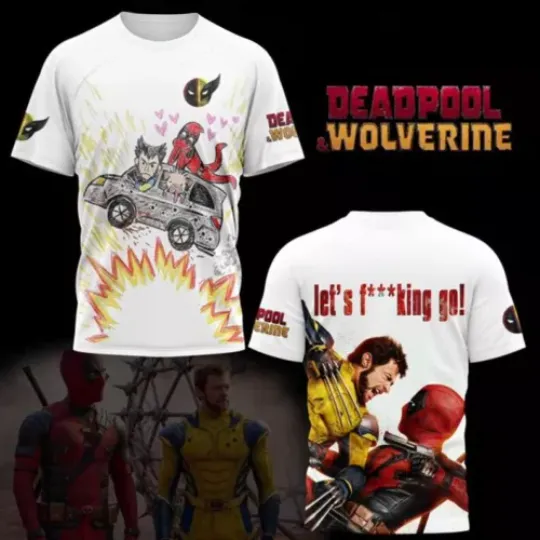 Deadpool And Wolverine Let's F*cking Go Deadpool 3 Movie Tshirt 3D, Gift For Men Women