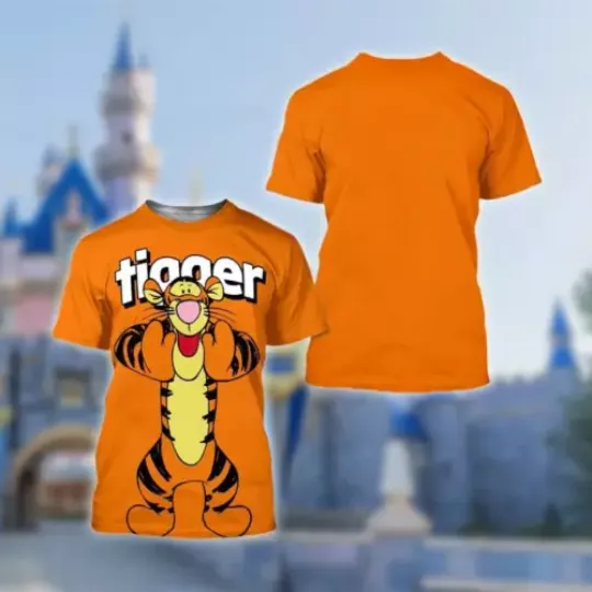 Tigger Winnie The Pooh Cartoon Tigger Costume Orange Tshirt 3D, Gift For Men