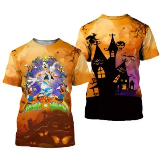 Funny Goofy In Mummy Costume Halloween Haunted Castle Tshirt 3D, Gift For Men