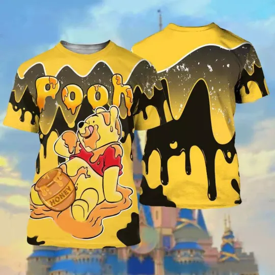 Cute Pooh Bear Winnie The Pooh Cartoon Fans Gift Honey Pooh Tshirt 3D, Gift For Men