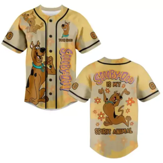 Personalized Scooby Doo Is My Spirit Animal Baseball Jersey Shirt, Scooby Doo Jersey, Scooby Doo Movie Baseball Shirt
