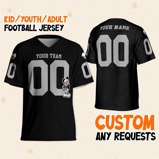 Custom Disney Mickey Super Raiders Sport Classic Black Football, Disney Sport Shirts, Matching Disney Family Shirts, Football Matching Shirt