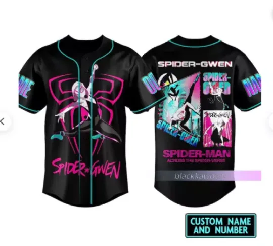 Spider Gwen 3D Baseball Jersey Shirt The Mother Day Gift US Size Christmas Gift