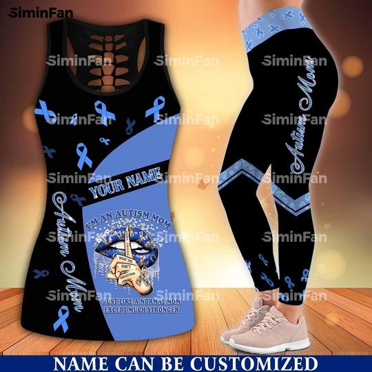 LOVE UNDERSTAND AUTISM 3D Full Printed Tank Top Legging Women Vest Pant Suits Female Outfit Summer Two Piece Set Yoga Sportswear