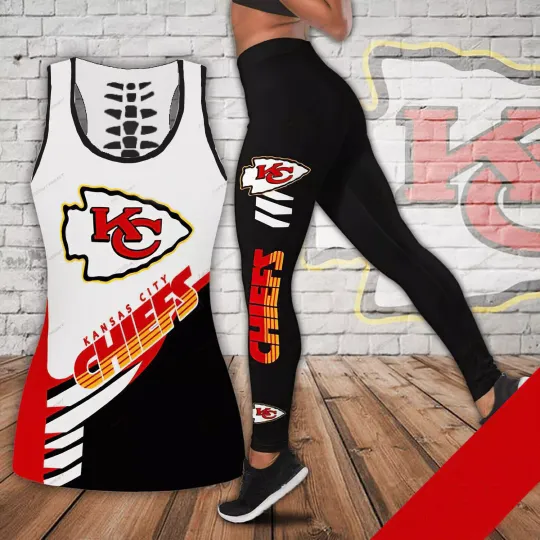Women Wear Set Tank Top Legging Yoga Sports Wear  2Pcs Kansas City Chiefs