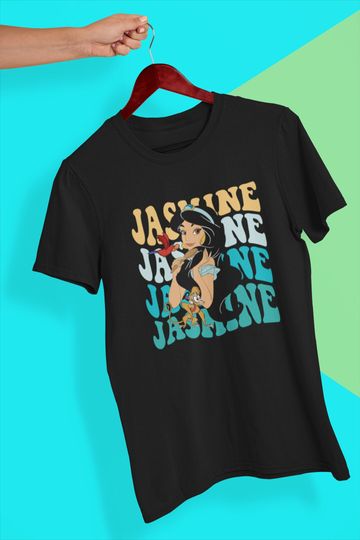 Jasmine Aladdin Disney Princess Wave Text Retro Style Park Gift UniSex TShirt