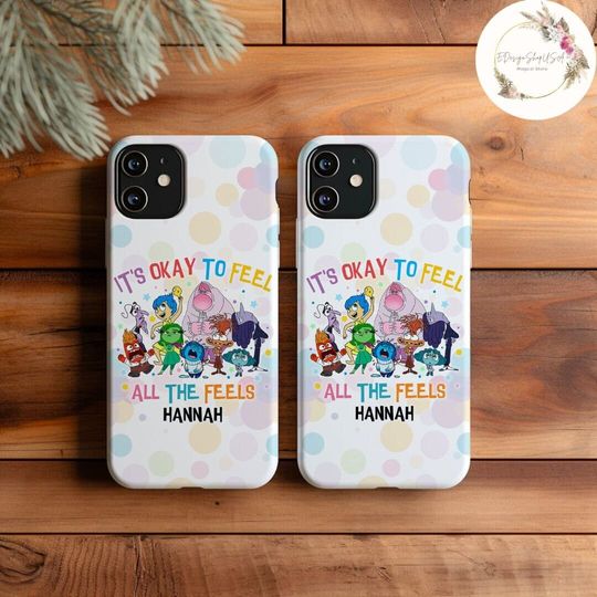 It's Okay To Feel All The Feels Disney Inside Out Phone Case, Inside Out 2 Movie 2024 Birthday Girl Gift, Disney Emotions Birthday Boy Case