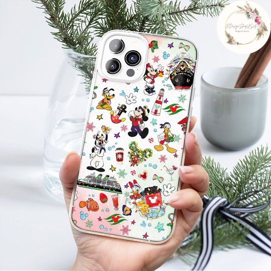 Disney Christmas Very Merrytime Cruises Phone Case, Mickey and Friends Christmas Lights, Disney Family Cruise Christmas Gifts, Disney Wish