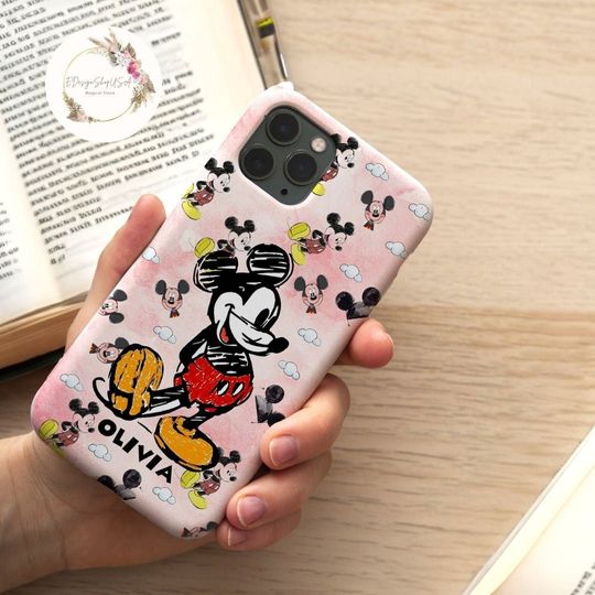 Personalized All Characters Disney Phone Case, Mickey and Friends Sketch Birthday Gift, Disney Family Vacation 2024, Disney Friends Gifts