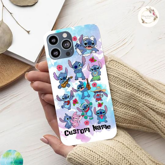 Personalized Stitch Phone Case, Disney Phone Case, Disney Watercolor, The Stitch Tour, Stitch Eras Tour Phone Case, Disney Trip Gifts