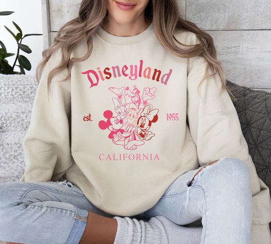 Disneyland California Est. 1955 Sweatshirt, Disney Valentine's Day Trip Sweatshirt, Disney Couple Sweatshirt, Gift For Girlfriend