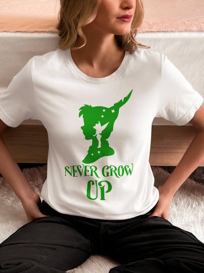 Never Grow Up Shirt, Retro Disney Tinker Bell Wendy Flight Neverland Shirt