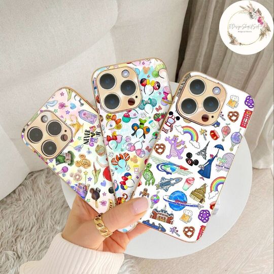 Watercolor Disney Phone Case, WDW Disneyland Family Vacation 2024 Gift, Disney Birthday Gift for Her, Mickey and Friends, Disney Princess