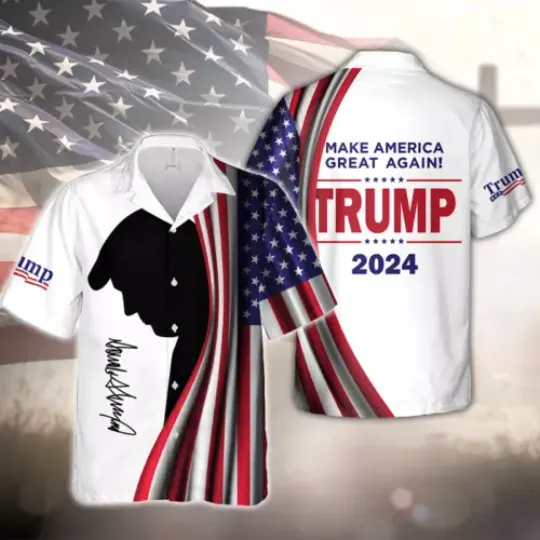 Discover Make America Great Again Trump Signature Election 2024 Hawaiian Shirt