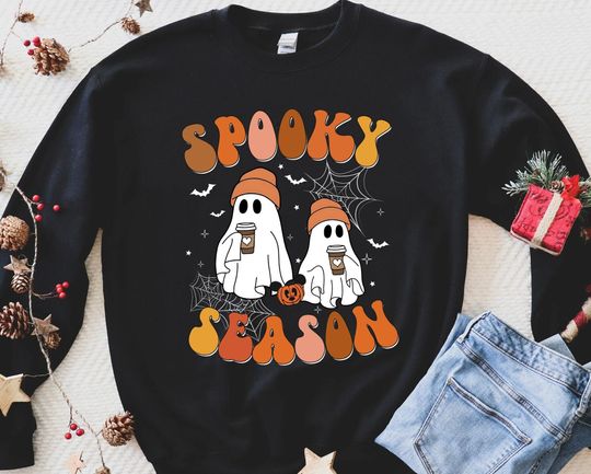 Boo Ghost Beanie Coffee Mickey Basket Sweatshirt, Funny Disney Halloween Party Sweatshirt