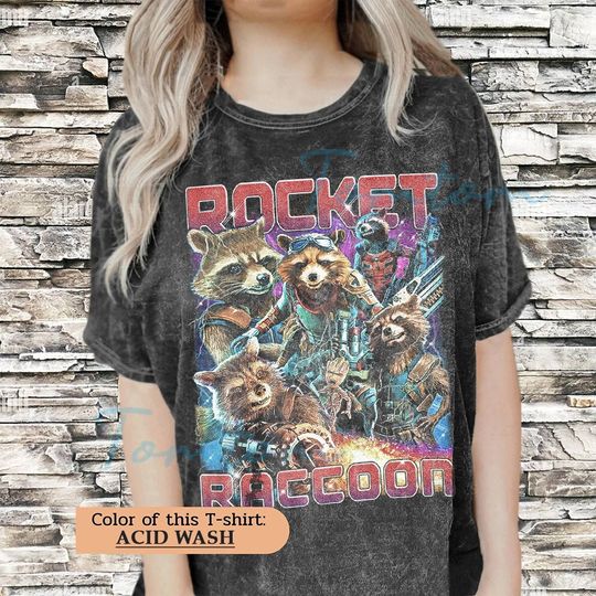 ROCKET RACOON | Guardians of the galaxy | Guardians of the galaxy Tshirt | Rocket Racoon Sweatshirt Sweater | Acid Wash Shirt