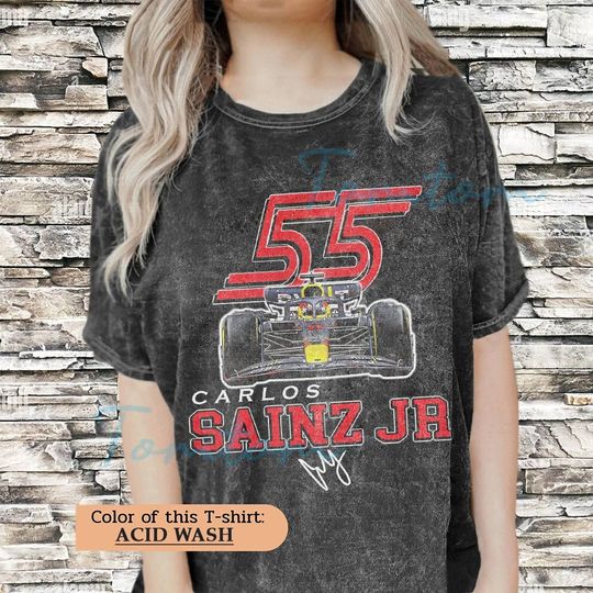 Carlos Sainz Jr Wash Unisex Shirt | Carlos Sainz Jr Vintage Shirt | F1tees | Graphic Unisex Tee | Retro 90's Fans Tee Gift