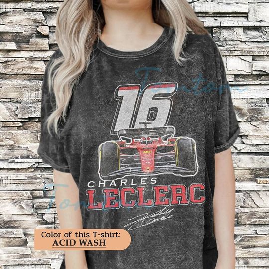 Charles Leclerc Wash Unisex Shirt | Charles Leclerc Vintage Shirt | F1tees | Graphic Unisex TShirt | Retro 90's Fans Tee Gift