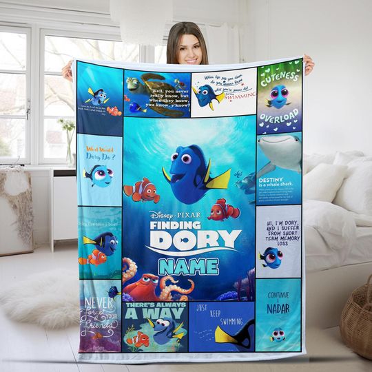 Personalized Finding Dory Fleece Blanket, Disney Finding Dory Blanket