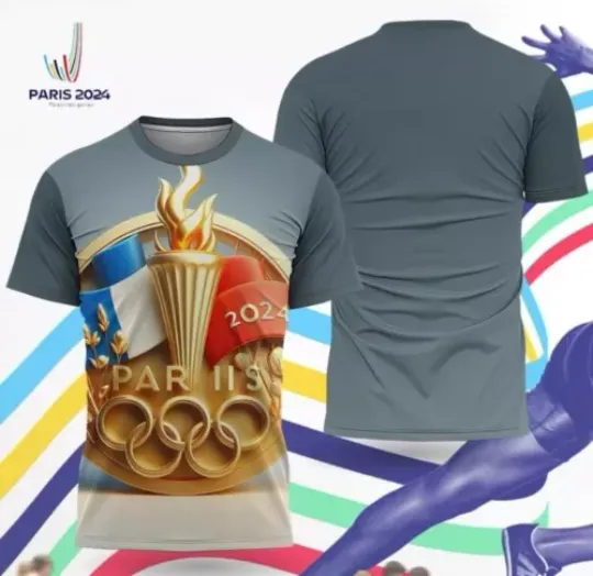 Olympic Paris 2024 3D T-Shirt | Cotton Short Sleeve T shirt | Unisex Softstyle | Summer Casual Shirt