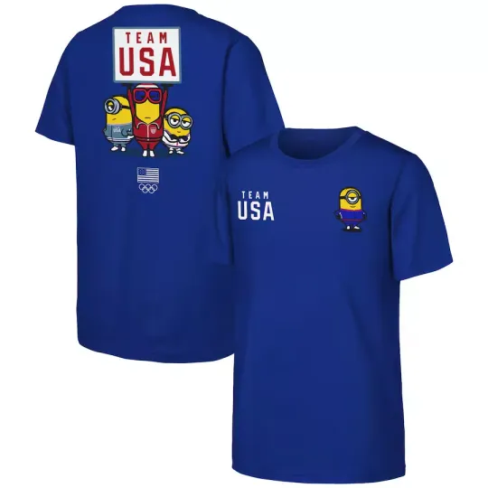 Men's Royal Team USA-Minions T-Shirt,  Olympic Paris 2024 3D T-Shirt | Cotton Short Sleeve T shirt | Unisex Softstyle | Summer Casual Shirt
