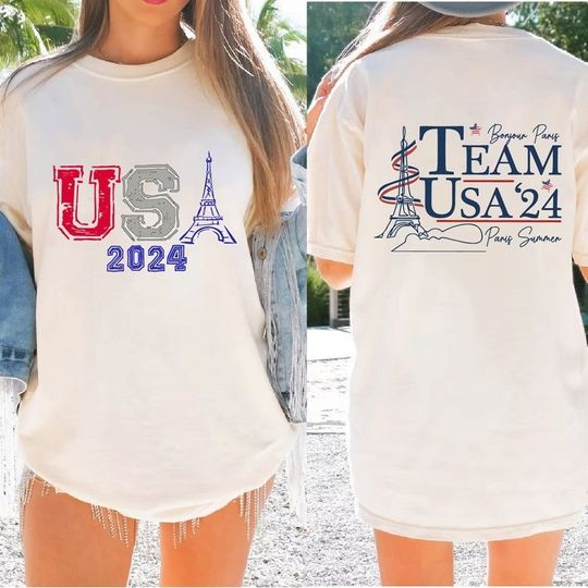 Comfort Colors USA Team Shirt, USA Eiffel Tower T-Shirt, USA 2024 T-Shirt, Paris France Shirt, Paris Games Shirt, Unisex T-Shirt