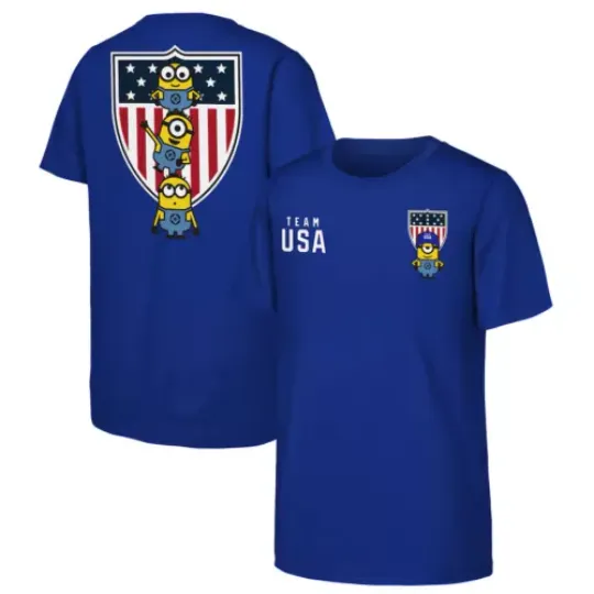 Unisex Royal Team USA-Minions Flag Logo T-Shirt
